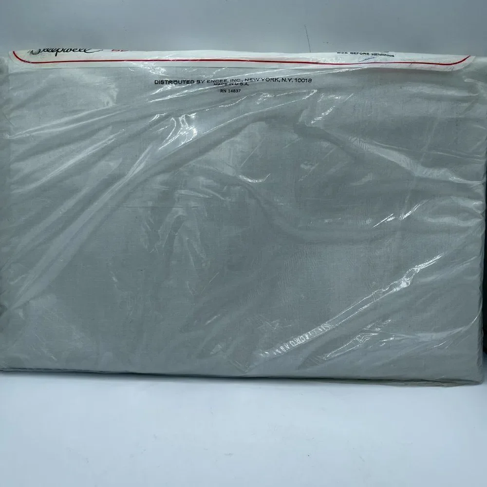 Vintage Sleepwell King Flat Sheet Gray White 108X110